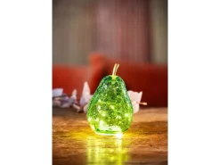 FlowerPower Deko Birne Pera mit LED 11 cm x 16 cm Grün* Dekorative Figuren