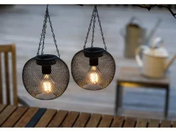 FlowerPower LED-Hängeleuchte Nina 2er-Set Ø 14,5 cm Schwarz