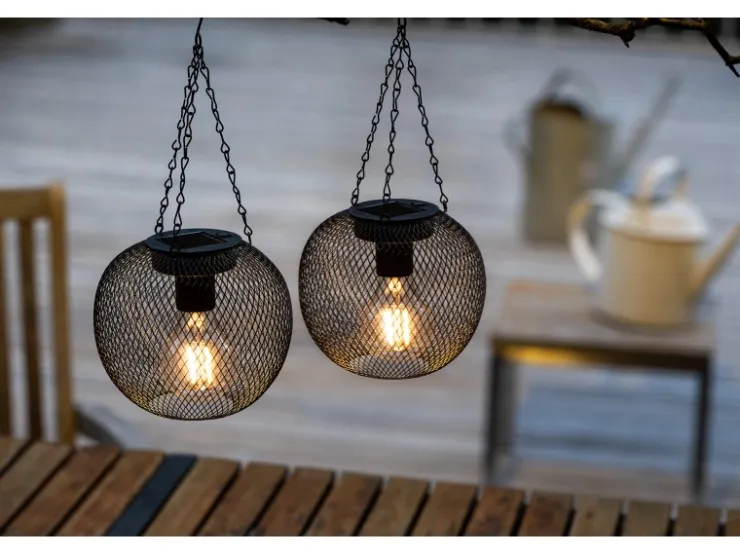 FlowerPower LED-Hängeleuchte Nina 2er-Set Ø 14,5 cm Schwarz