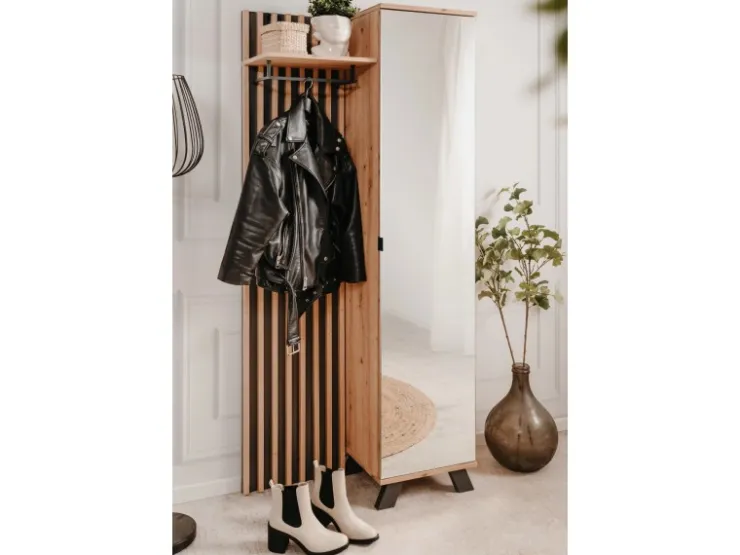 Furn.Design Garderobe Eiche Artisan und Grau 80 cm 3D Lamelle Industrial Madem