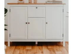 Furn.Design Sideboard Landhaus Weiß Eiche Artisan 120 cm 3-türig Vestland