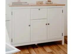 Furn.Design Sideboard Landhaus Weiß Eiche Artisan 120 cm 3-türig Vestland