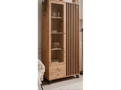 Furn.Design Vitrine Eiche Artisan und Grau 92 cm 3D Lamelle Industrial Madem* Vitrinen
