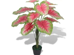 furnicato Künstliche Caladium Pflanze mit Topf 85 cm Rot und Grün