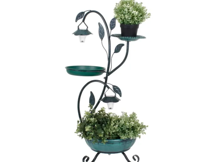Garden Pleasure Pflanzständer mit Solar-Beleuchtung 78 cm x 45 cm x 31 cm Grün