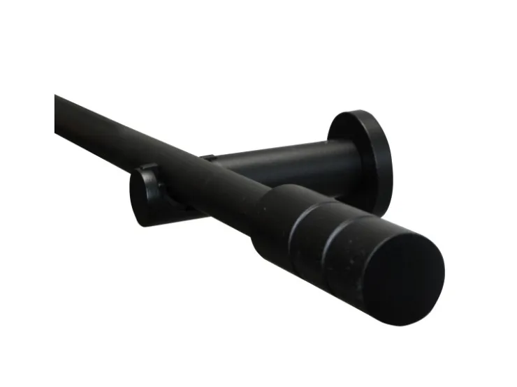 Gardinia Gardinenstangen Set Zylinder Ø 19 mm 160 cm Schwarz matt