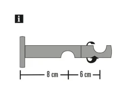 Gardinia Doppel-Kombiträger Chicago für Ø 20 mm offen 8 cm / 6 cm* Vorhänge|Seilspanngarnituren