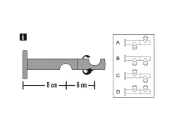 Gardinia Doppel-Kombiträger Chicago für Ø 20 mm offen 8 cm / 6 cm* Vorhänge|Seilspanngarnituren