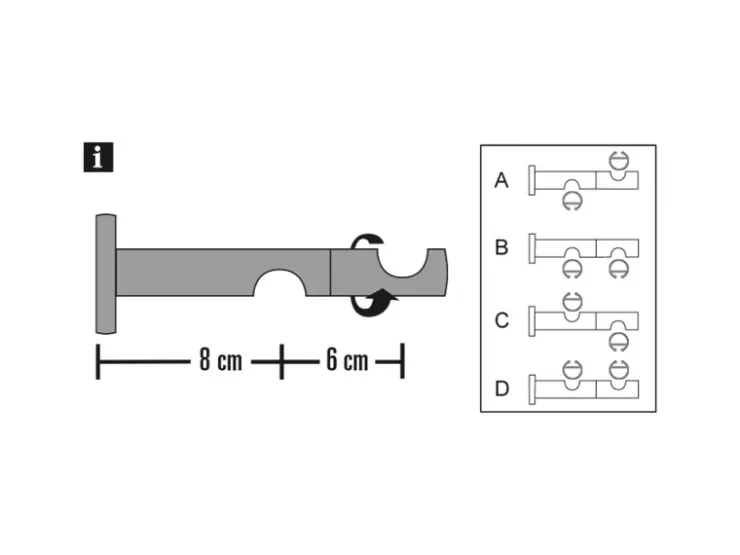 Gardinia Doppel-Kombiträger Chicago für Ø 20 mm offen 8 cm / 6 cm* Vorhänge|Seilspanngarnituren
