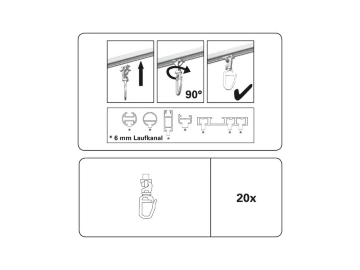 Gardinia Drehgleiter für 6 mm Laufkanal Weiß 20-er Pack* Vorhänge|Gardinen
