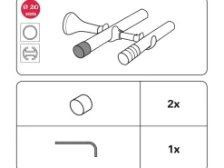 Gardinia Endkappe Chicago für Ø 20 mm Titan 12 cm x 10 cm* Vorhänge|Seilspanngarnituren