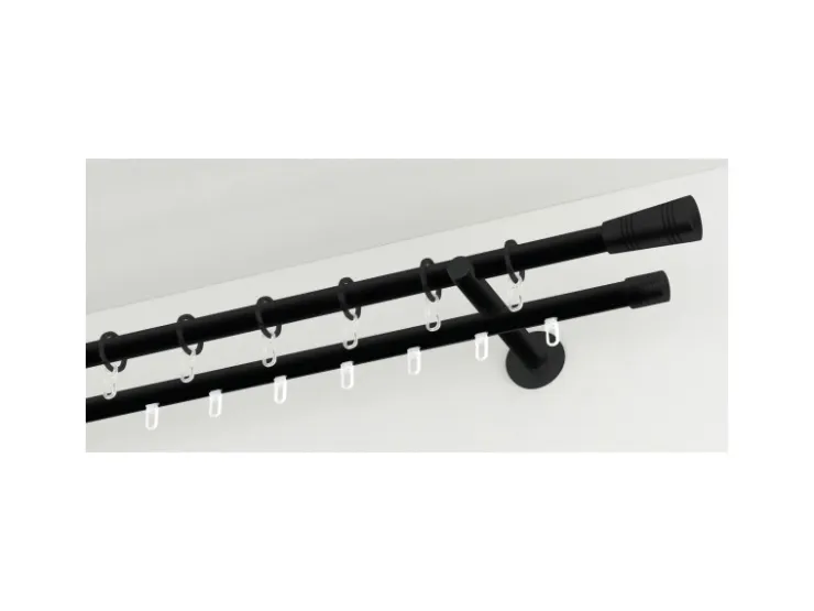 Gardinia Endstück Chicago Zylinder für Ø 20 mm Schwarz-Matt 2-er Pack