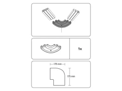 Gardinia Erkerbogen 2-läufig GE2 Weiß 17,5 cm x 17,5 cm* Vorhänge|Gardinenschienen