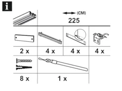Gardinia Flächenvorhangschiene Komfort Komplett-Set 4-läufig Weiß 225 cm* Vorhänge|Gardinenschienen