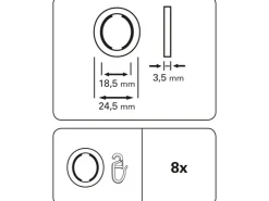 Gardinia Gardinenringe New York für Ø 12 mm Edelstahl 8-er Pack