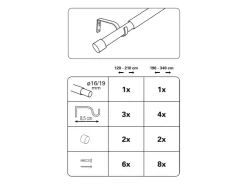 Gardinia Gardinenstangen-Set Kos Ø 16/19 mm Ausziehbar 120-210 cm Edelstahl* Seilspanngarnituren|Rollos