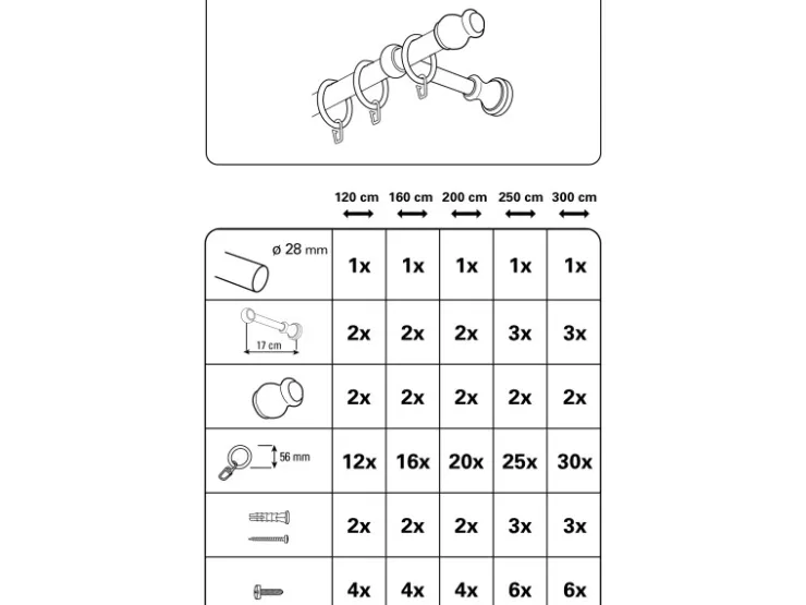 Gardinia Gardinenstangen-Set Lugano Ø 28 mm 200 cm* Vorhänge|Gardinenstangen