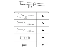 Gardinia Gardinenstangen-Set Elba 1-Lauf Ø 16/19 mm 120 cm - 210 cm* Seilspanngarnituren|Gardinenstangen