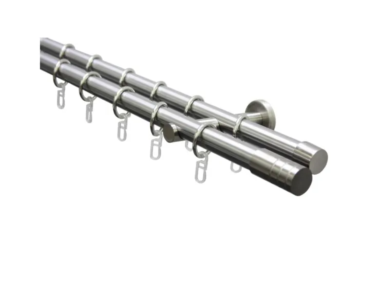 Gardinia Gardinenstangen-Set Zylinder 2-läufig Ø 20 mm Edelstahloptik 160 cm