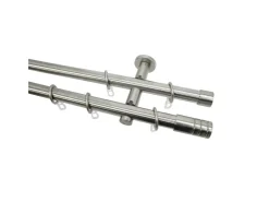 Gardinia Gardinenstangen-Set Zylinder 2-läufig Ø 20 mm Edelstahloptik 240 cm* Gardinenstangen|Vorhänge