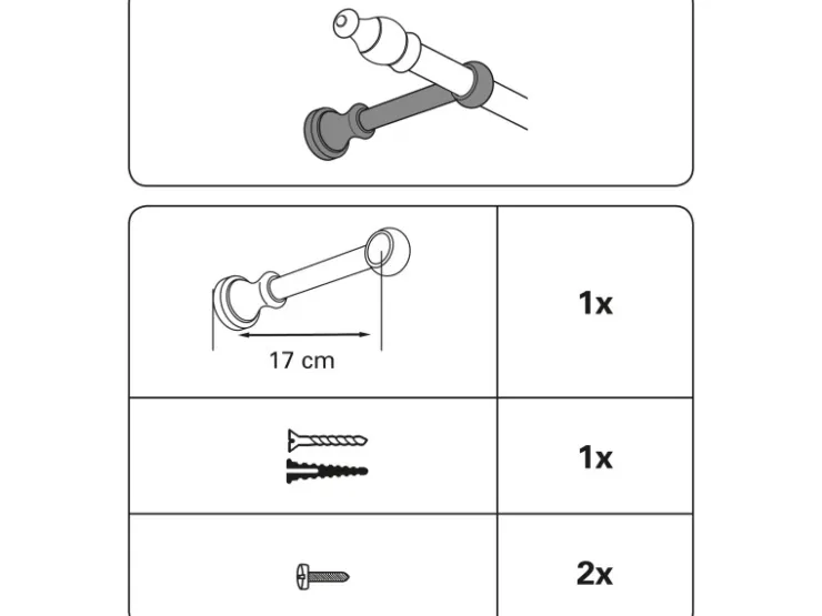 Gardinia Träger Lugano für Ø 28 mm geschlossen 17 cm* Gardinenstangen|Vorhänge