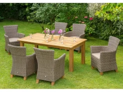 Merxx Gartenmöbel-Set Toskana 13-tlg. Natur inkl. Ausziehtisch
