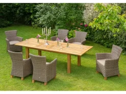 Merxx Gartenmöbel-Set Toskana 13-tlg. Natur inkl. Ausziehtisch