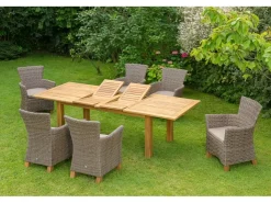 Merxx Gartenmöbel-Set Toskana 13-tlg. Natur inkl. Ausziehtisch