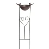 Gartenstecker Vogeltränke mit 2 Vögeln aus Metall 68 cm Dunkelbraun