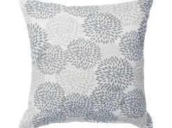 Gefülltes Kissen 40 cm x 40 cm Blumen Weiß-Grau
