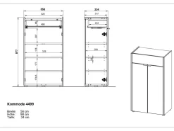 Germania Kommode Forano 4499 Graphit Eiche 56 cm x 98 cm x 34 cm