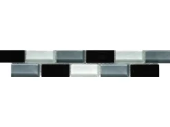 Glasbordüre Brick Schwarz Grau 5 cm x 25 cm* Bordüren