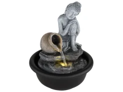 Globo Brunnen Fontana Buddha Kunststoff Schwarz Matt