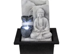 Globo LED-Brunnen Albert Kunststoff Grau