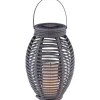 Globo LED-Solaraußenleuchte Laterne mit Feuereffekt Kunststoff Grau Rattanoptik