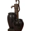 Dobar Großer Design-Gartenbrunnen mit Handpumpe 47,5 cm x 38,5 cm x 84 cm