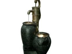 Dobar Großer Design-Gartenbrunnen mit Handpumpe 47,5 cm x 38,5 cm x 84 cm