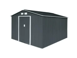 HATTORO S300 Metall Gerätehaus mit Bodenrahmen 12,5 m³ Satteldach Dunkel* Aufbewahrung