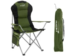 HAUKI Campingstuhl Faltbar Khaki mit Getränkehalter und Tragetasche