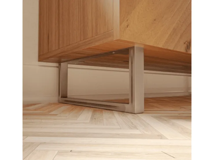 HEVVA Möbelbein GRAZ 15 cm Hoch 25 cm Tief 1 Stück Rohstahl-Klarlack