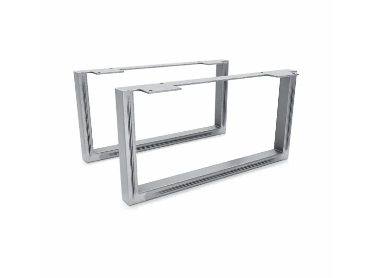 HEVVA Möbelfüße GRAZ 20 cm Hoch 40 cm Tief 2er Set Rohstahl-Klarlack