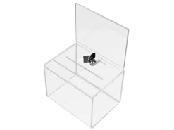 HMF 46913 Acryl Spendenbox Abschließbar 215 x 16 x 16 cm DIN A5 Blatteinschub Transparent