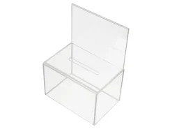 HMF 46916 Acryl Spendenbox Blatteinschub 22 x 15 x 15 cm DIN A4 Transparent