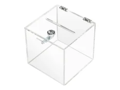 HMF 46919 Acryl Spendenbox Schloss 15 x 15 x 15 cm DIN A6 Transparent