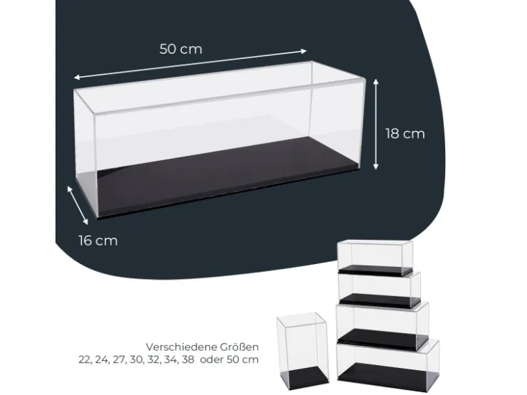 HMF 46805 Acryl Vitrine Schaukasten für Modellautos Figuren 50 x 16 x 18 cm Transparent* Vitrinen