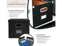 HMF 250473-02 Aufbewahrungsbox Deckel DIN A4 Hängeregister Kallax 33 x 37 x 28 cm