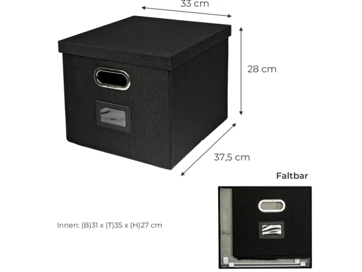 HMF 250473-02 Aufbewahrungsbox Deckel DIN A4 Hängeregister Kallax 33 x 37 x 28 cm