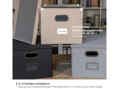 HMF 250473-02 Aufbewahrungsbox Deckel DIN A4 Hängeregister Kallax 33 x 37 x 28 cm