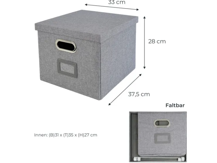 HMF 250473-12 Aufbewahrungsbox Deckel DIN A4 Hängeregister Kallax 33 x 37 x 28 cm