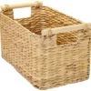 HMF 37279 Aufbewahrungskorb Badezimmer Korb Geflochten Wasserhyazinthe Holzgriffen 37 x 22 x 20 cm* Aufbewahrung